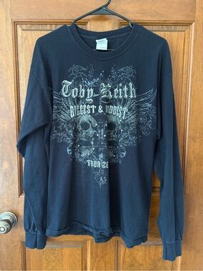 Toby Keith Biggest & Baddest Tour 2008 long sleeve Tee Black Cotton Large